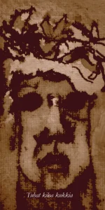 Sepia-toned illustration painted by Jouko Ollikainen for Magi Viljanen’s book Kastemaljani viimeiset rippeet, chapter “Tuhat kiloa kukkia”.